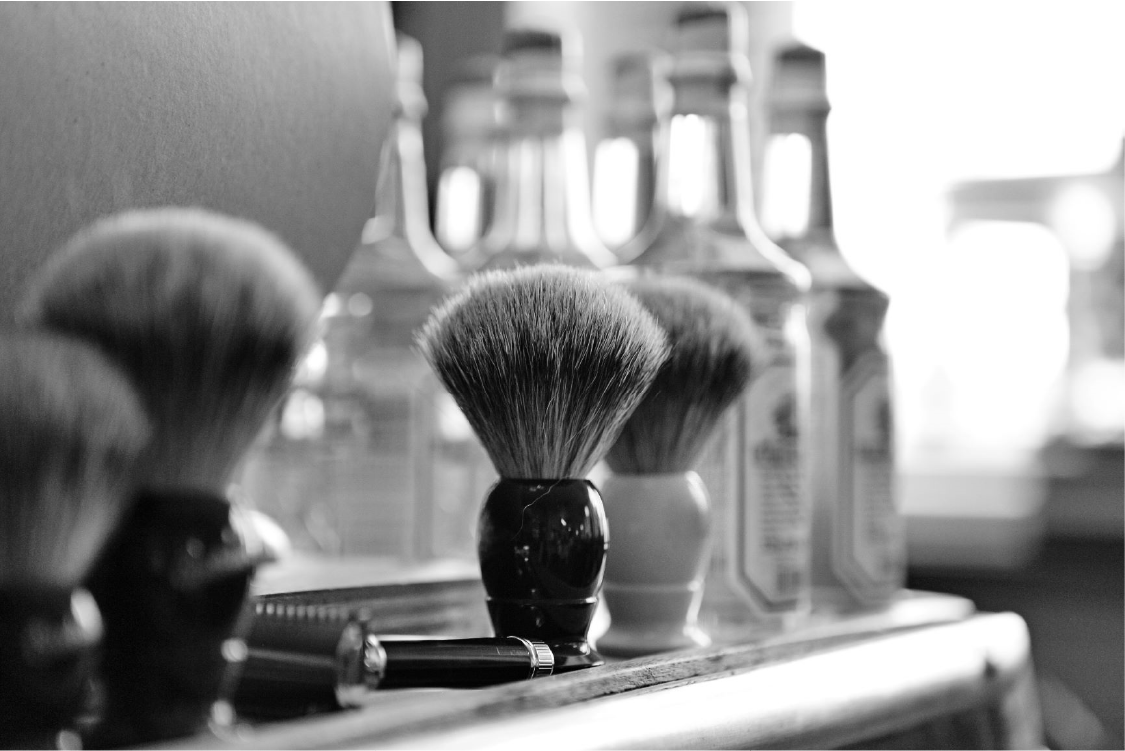 Barber, shop, brushes