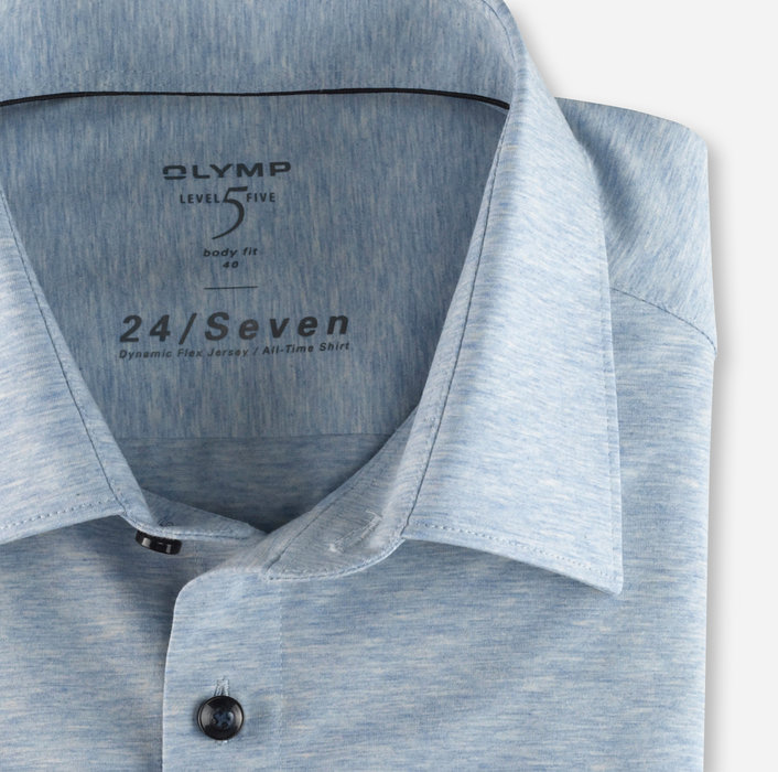 OLYMP, 24/Seven, body, fit, bleu, Shirt, Collar